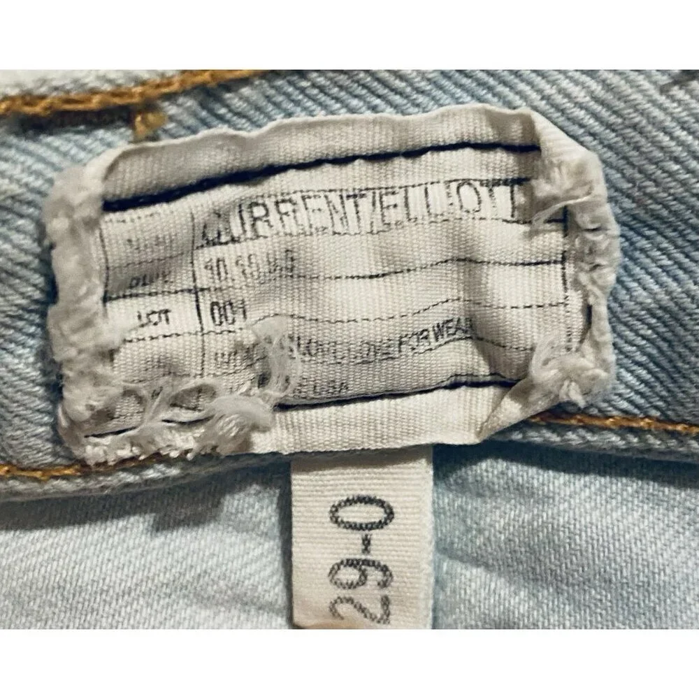 Current Elliot Shorts Womens 29 Light Blue Distressed Denim The Long Boyfriend